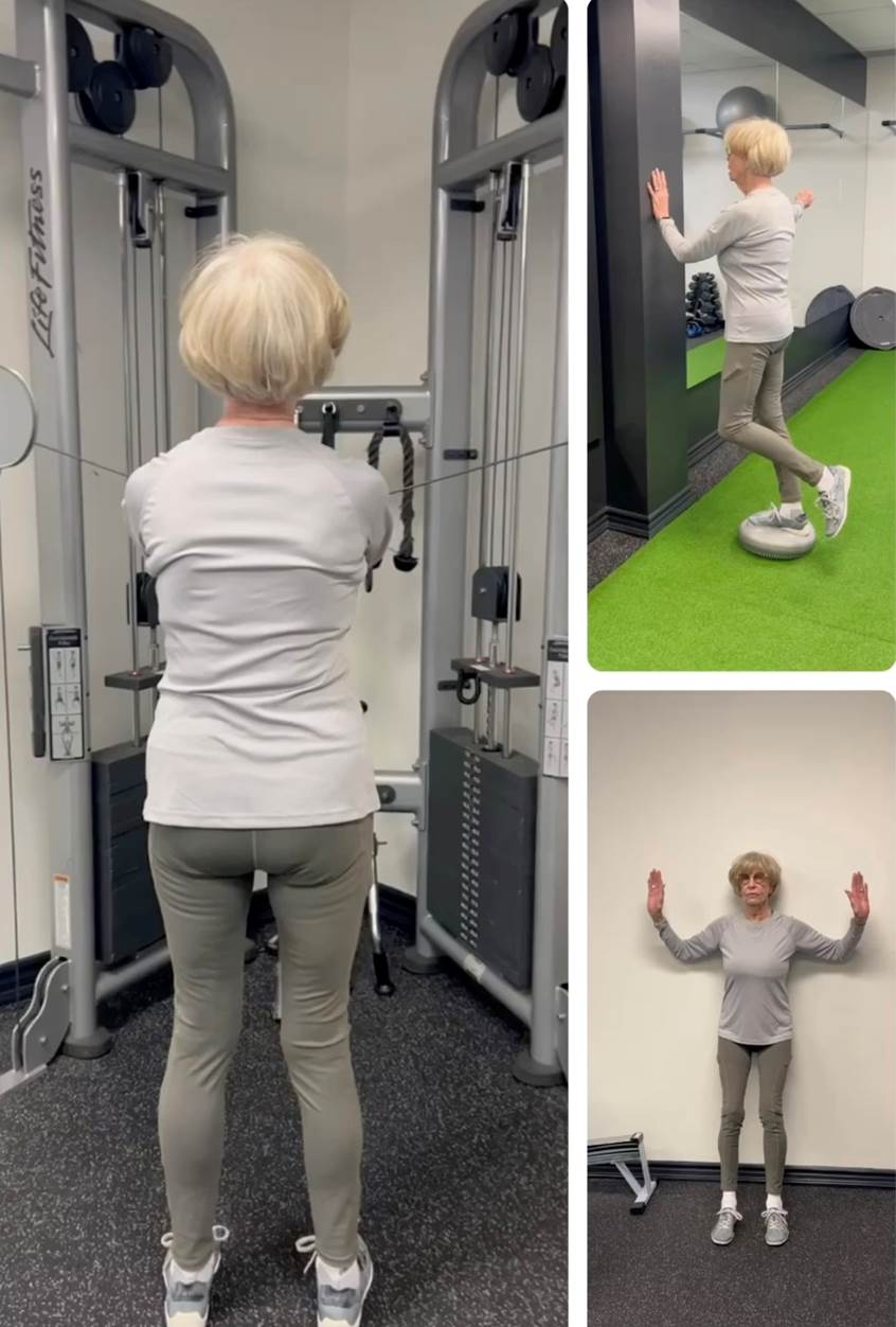 Judy the 85 year old patient exercising