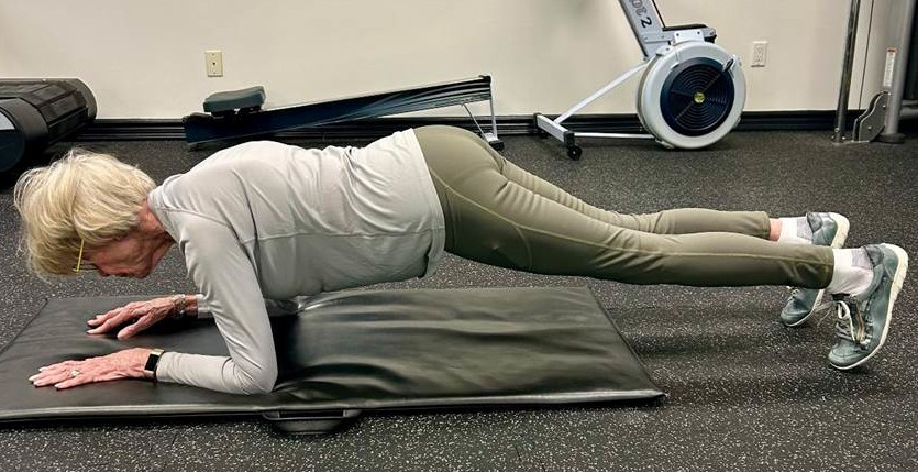 Judy the 85 year old patient planks